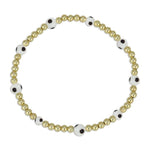 Gold Filled Evil Eye Bracelet for Women - Stackable Good Luck Stretch Beaded Jewelry - Tarnish Free