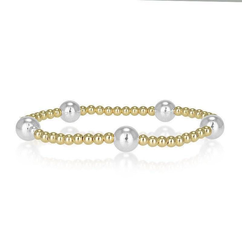 Beaded Bracelet: Gold Filled, Layering Stretch - Adjustable Fit
