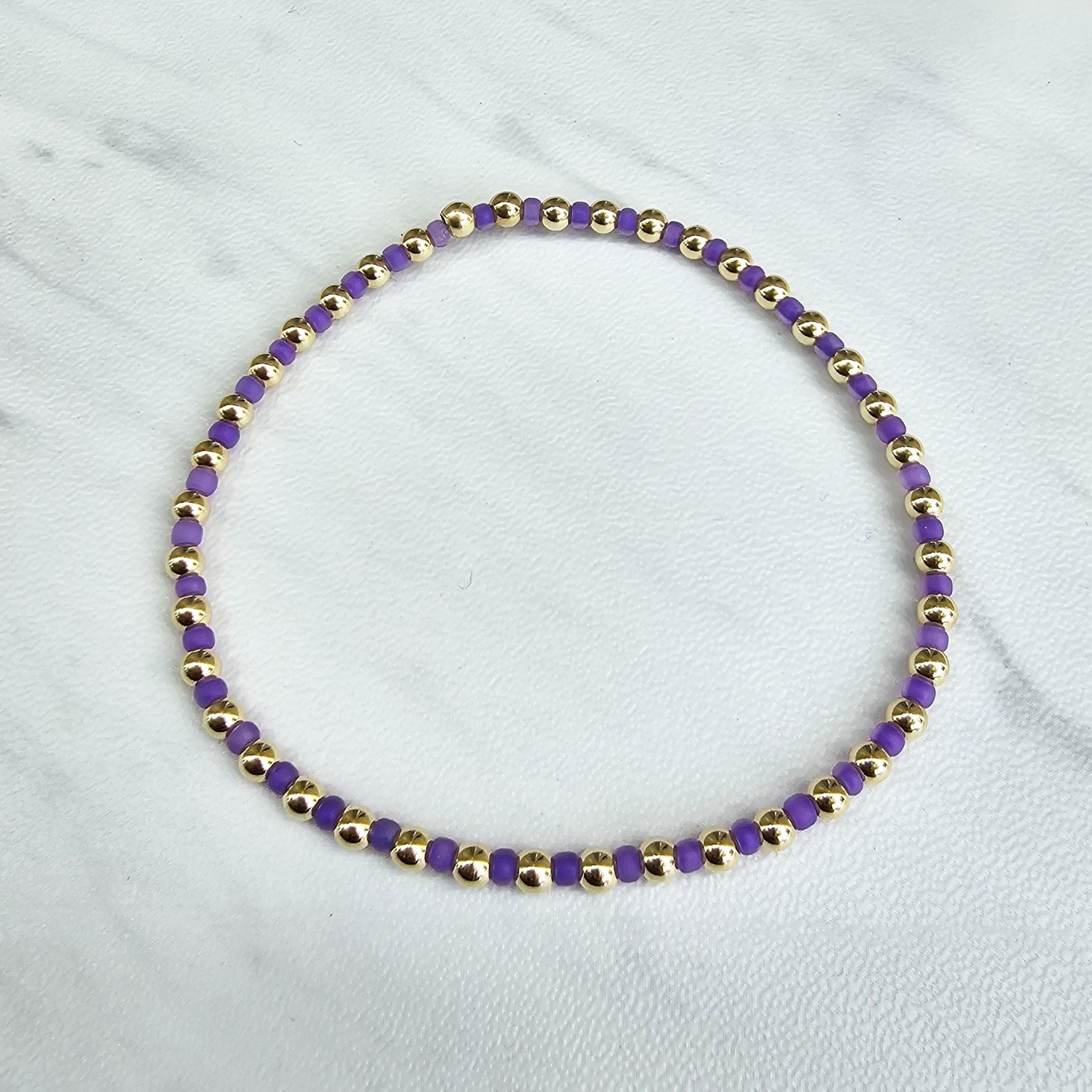 Boho Gold Filled Bracelet, Colorful Beads (Stretch, Non Tarnish)