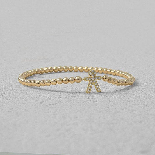 Boy Pendant Bracelet, Cubic Zirconia Bracelet, Beaded Bracelet