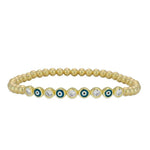 14kt gold filled jewelry, gold filled bracelet, beaded bracelet, tarnish free jewelry, tarnish free bracelet, stackable bracelet, stretch bracelet, evil eye bracelet, evileye jewelry