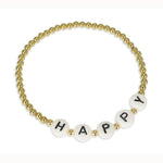 Gold Filled Happy Letter Beaded Bracelet - Customizable Tarnish-Free Waterproof Jewelry