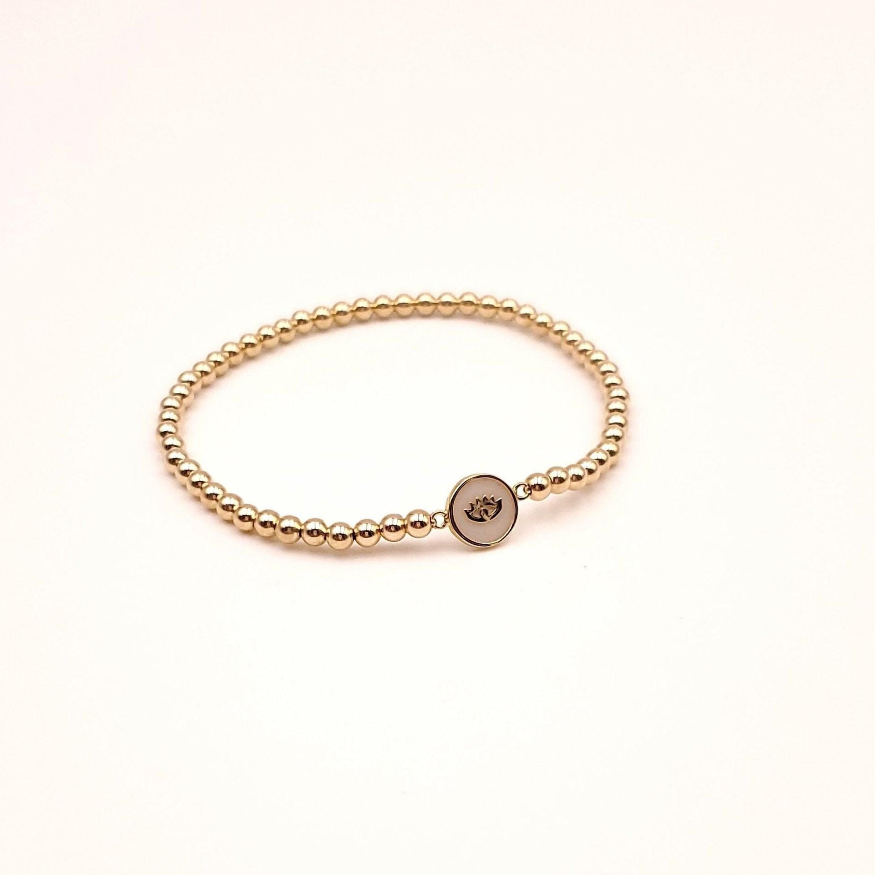 Gold Filled Beaded Bracelet, Evil Eye Charm, Protection Jewelry