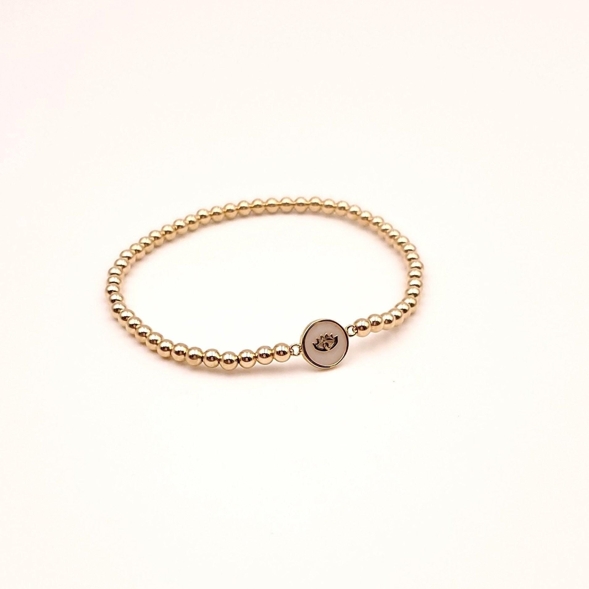 Gold Filled Beaded Bracelet, Evil Eye Charm, Protection Jewelry