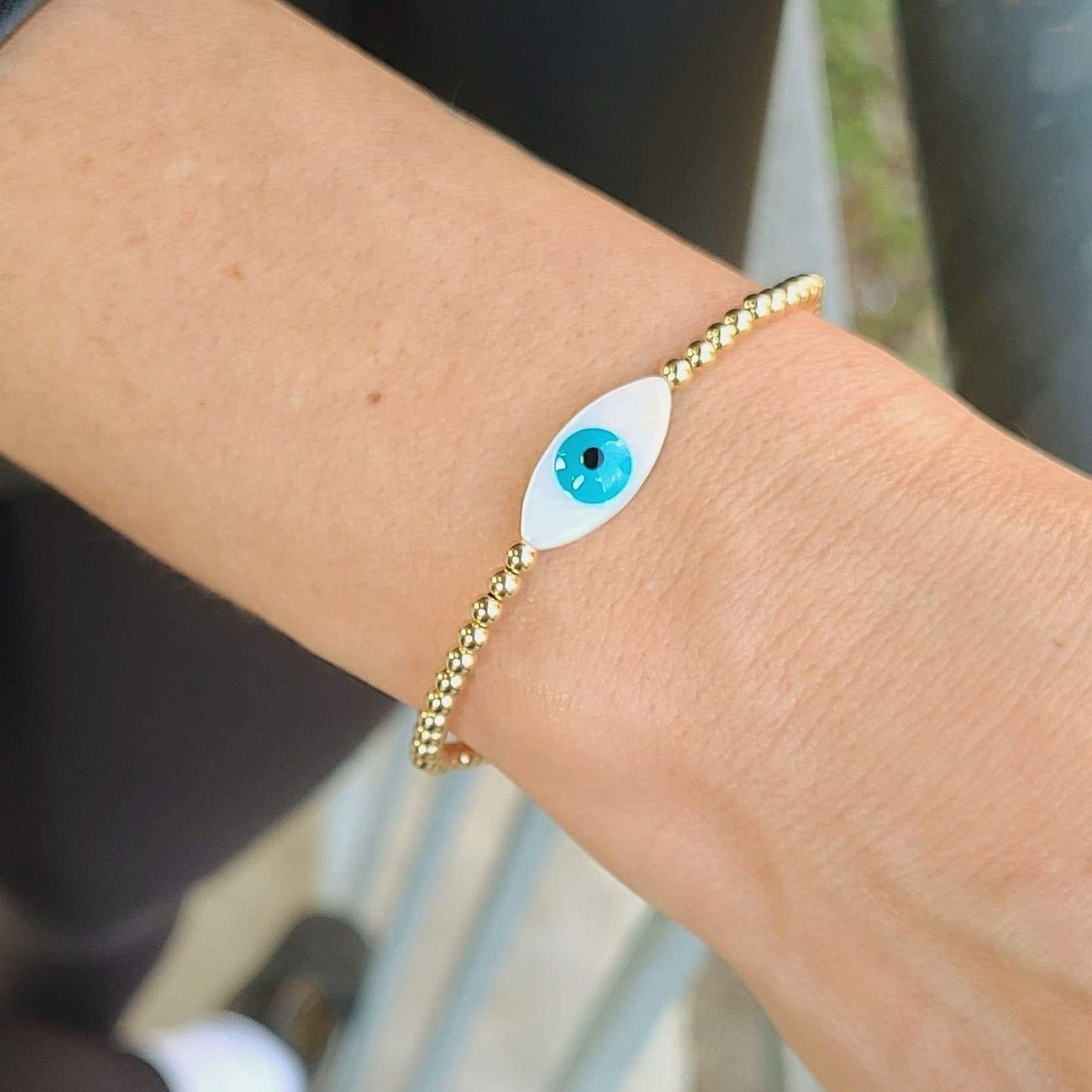 Evil Eye Bracelet, Pearl Bracelet, Good Luck Bracelet,