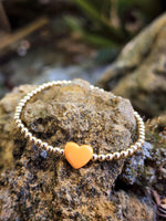 Gold Filled Heart Pendant Bracelet Tarnish-Free Stretch Bracelet Heart Charm Jewelry