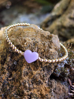 Gold Filled Heart Pendant Bracelet Tarnish-Free Stretch Bracelet Heart Charm Jewelry