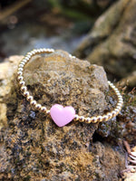Gold Filled Heart Pendant Bracelet Tarnish-Free Stretch Bracelet Heart Charm Jewelry