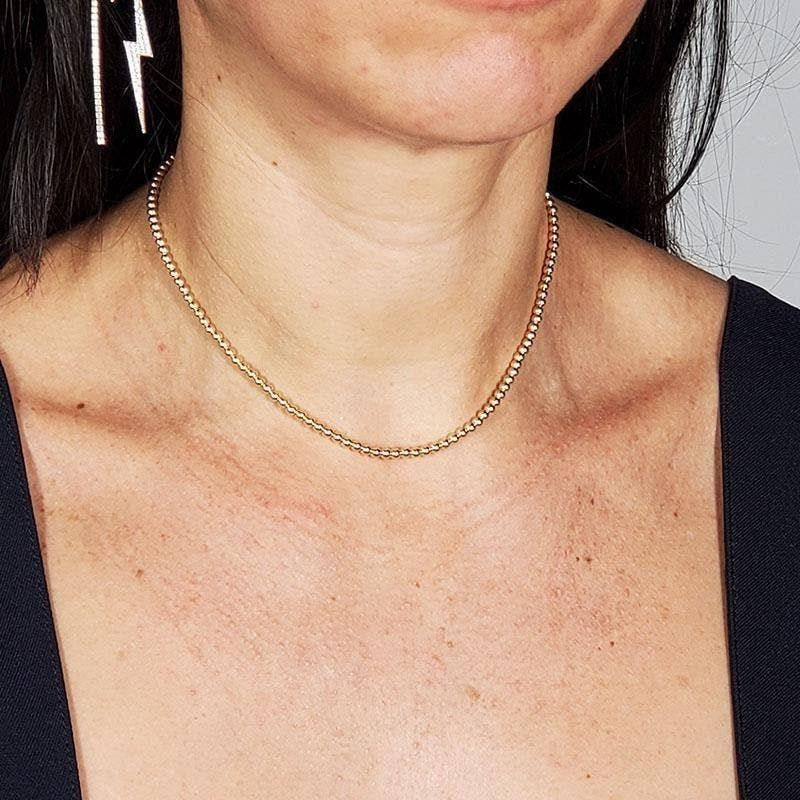 14kt Gold Filled 3 mm Necklace, Dainty Gold Filled Boho Beaded Hippie Jewelry, Tarnish Free Necklace