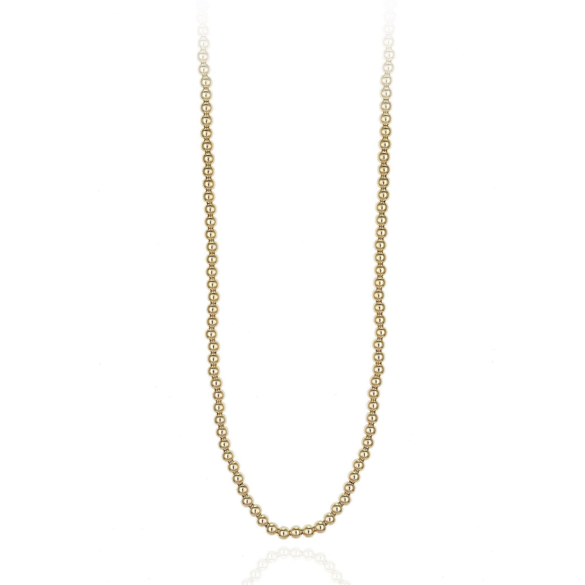 14kt Gold Filled 3 mm Necklace, Dainty Gold Filled Boho Beaded Hippie Jewelry, Tarnish Free Necklace