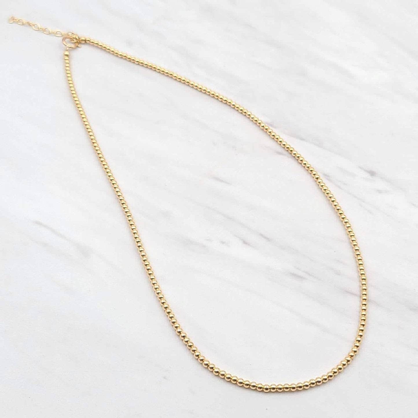 Dainty 2mm Gold Filled Beaded Necklace - Bohemian Layering Chain for Women - Bridesmaid Gift - Tarnish Free