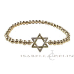 Jewish Bracelet with Gold Filled Beads and Israel Map Charm - Star of David Bracelet for Women