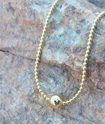 Boho 14kt Gold Filled Necklace with 10mm Gold Filled Bead Centerpiece - Tarnish Free Jewelry
