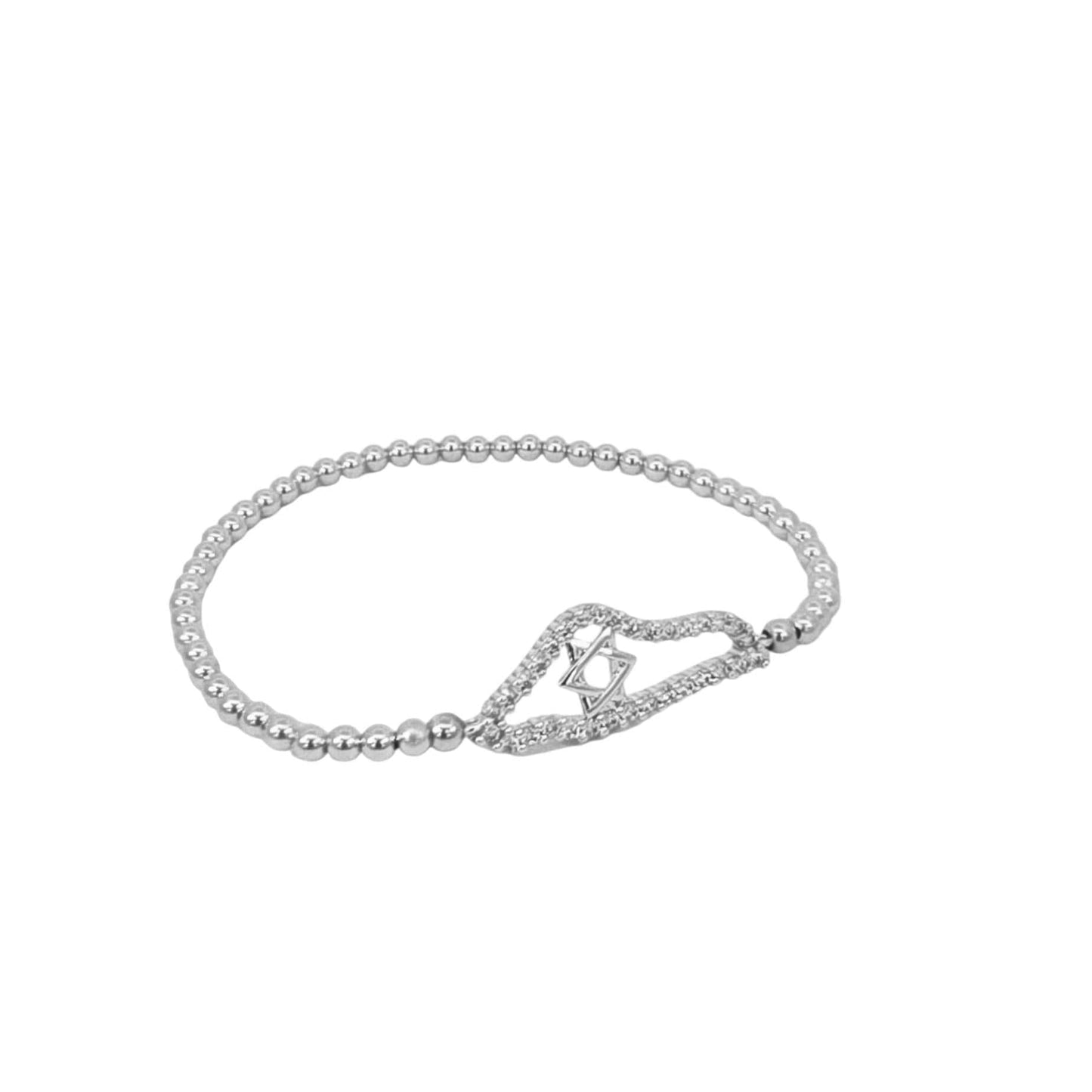 Jewish Bracelet with Gold Filled Beads and Israel Map Charm - Star of David Bracelet for Women