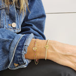 Gold Filled Love Heart Stretch Bracelet for Women - Stacking Beaded Bracelet