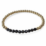 Dainty 14kt Gold Filled Bracelet - Black Hematite Beads, Stretch Fit