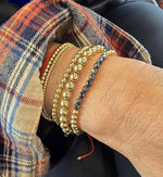 Dainty 14kt Gold Filled Bracelet - Black Hematite Beads, Stretch Fit