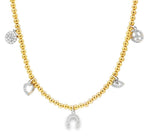 Dainty Gold Filled Multi-Charm Beaded Necklace - Lucky Amulet Charm Necklace - Gift for Woman