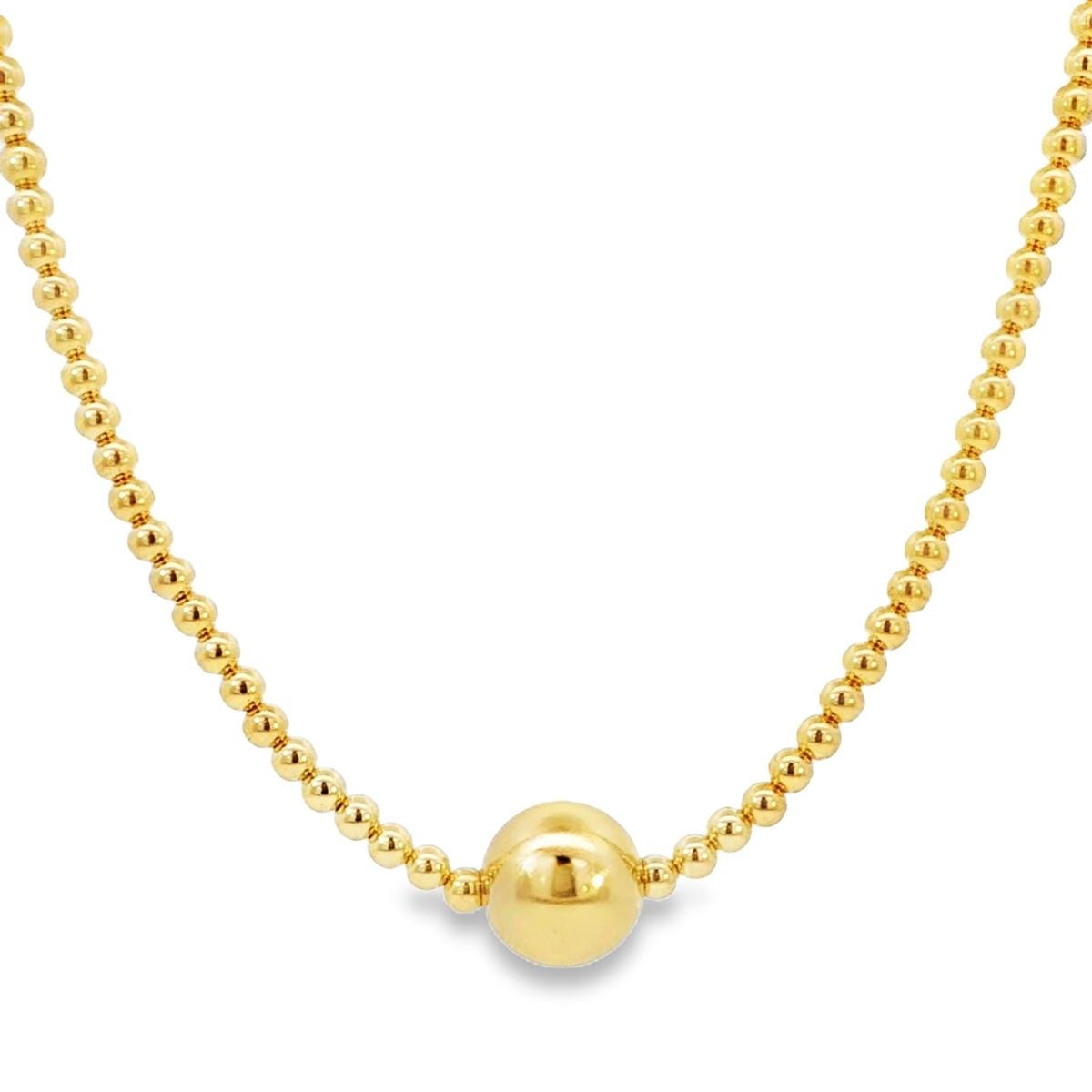 Boho 14kt Gold Filled Necklace with 10mm Gold Filled Bead Centerpiece - Tarnish Free Jewelry