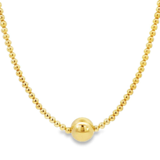 Boho 14kt Gold Filled Necklace with 10mm Gold Filled Bead Centerpiece - Tarnish Free Jewelry