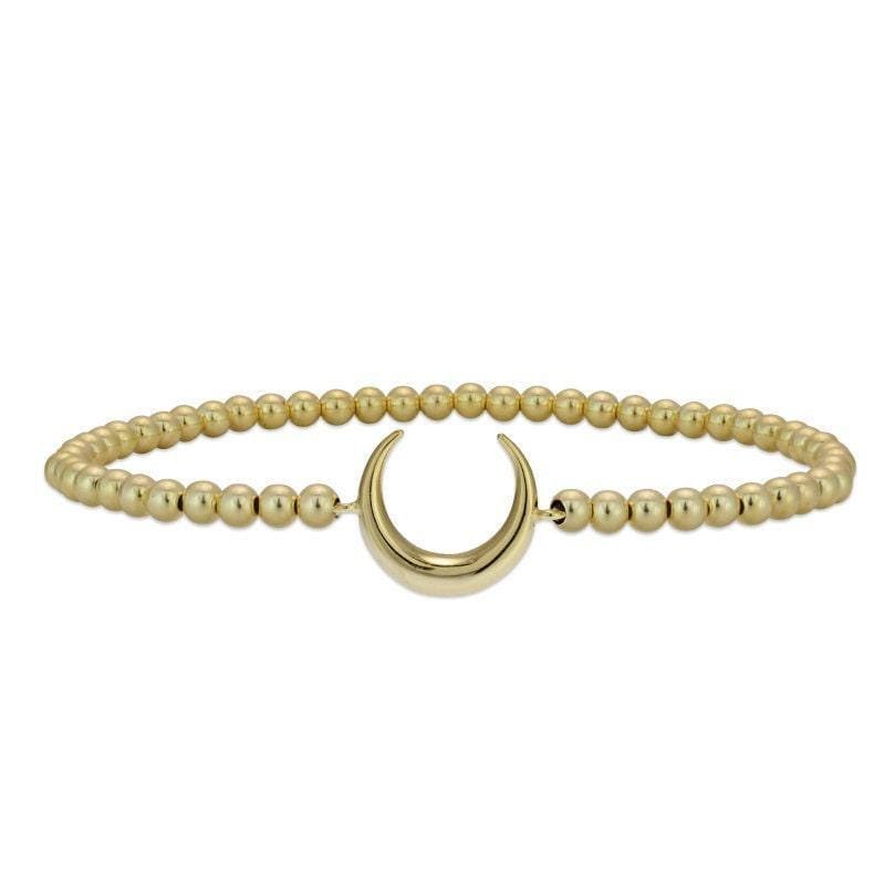 Horn Bracelet: Gold Filled Beads and Crescent Moon (Stretch Sizing)