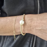 Pearl and Gold Filled Bracelet: Stretch Beaded Jewelry (Waterproof)