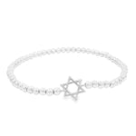 A silver-colored bracelet with a Star of David charm in the center.