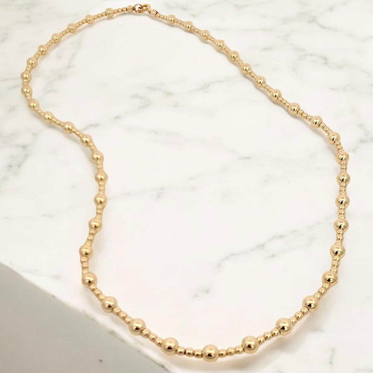 Dainty Gold Filled Beaded Necklace: 2mm & 4mm Beads, Adjustable Length