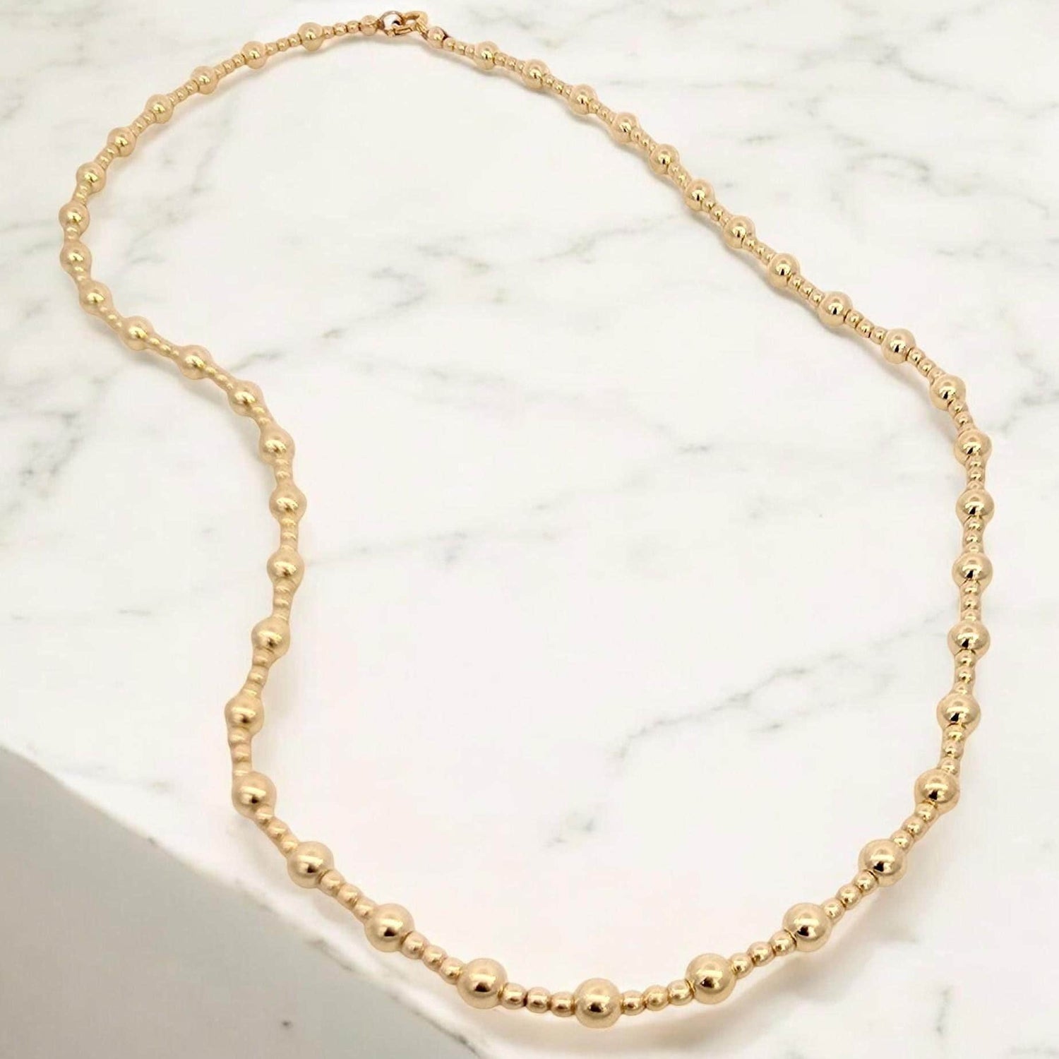 Dainty Gold Filled Beaded Necklace: 2mm & 4mm Beads, Adjustable Length