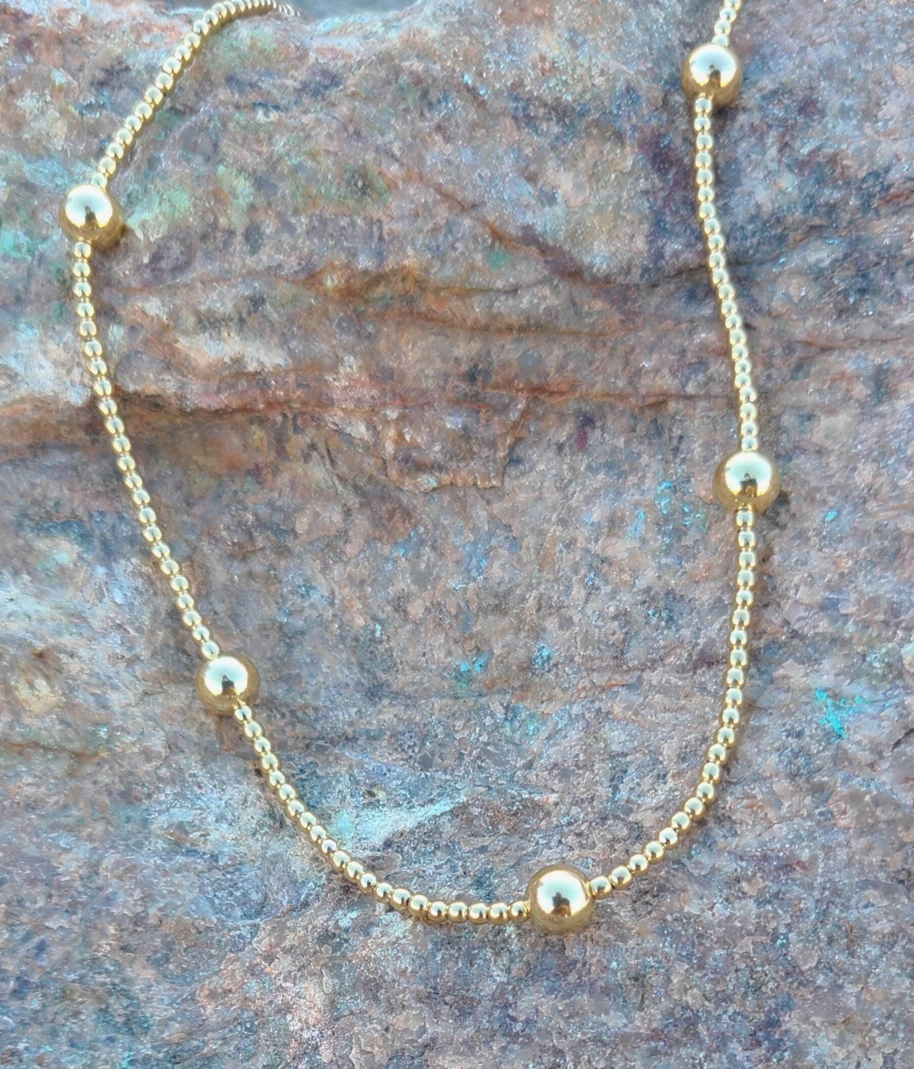 Dainty Bead Necklace, Bridesmaid Necklace, Gold Filled Necklace,