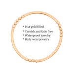a gold-filled bracelet with a textured design, described as waterproof and daily wear jewelry.