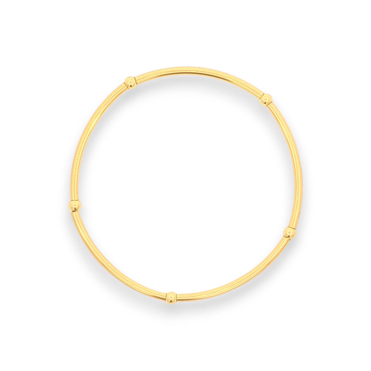 Beaded Stretch Bracelet: Gold Filled Beads with Tube Pendant- Tarnish Free, Waterproof