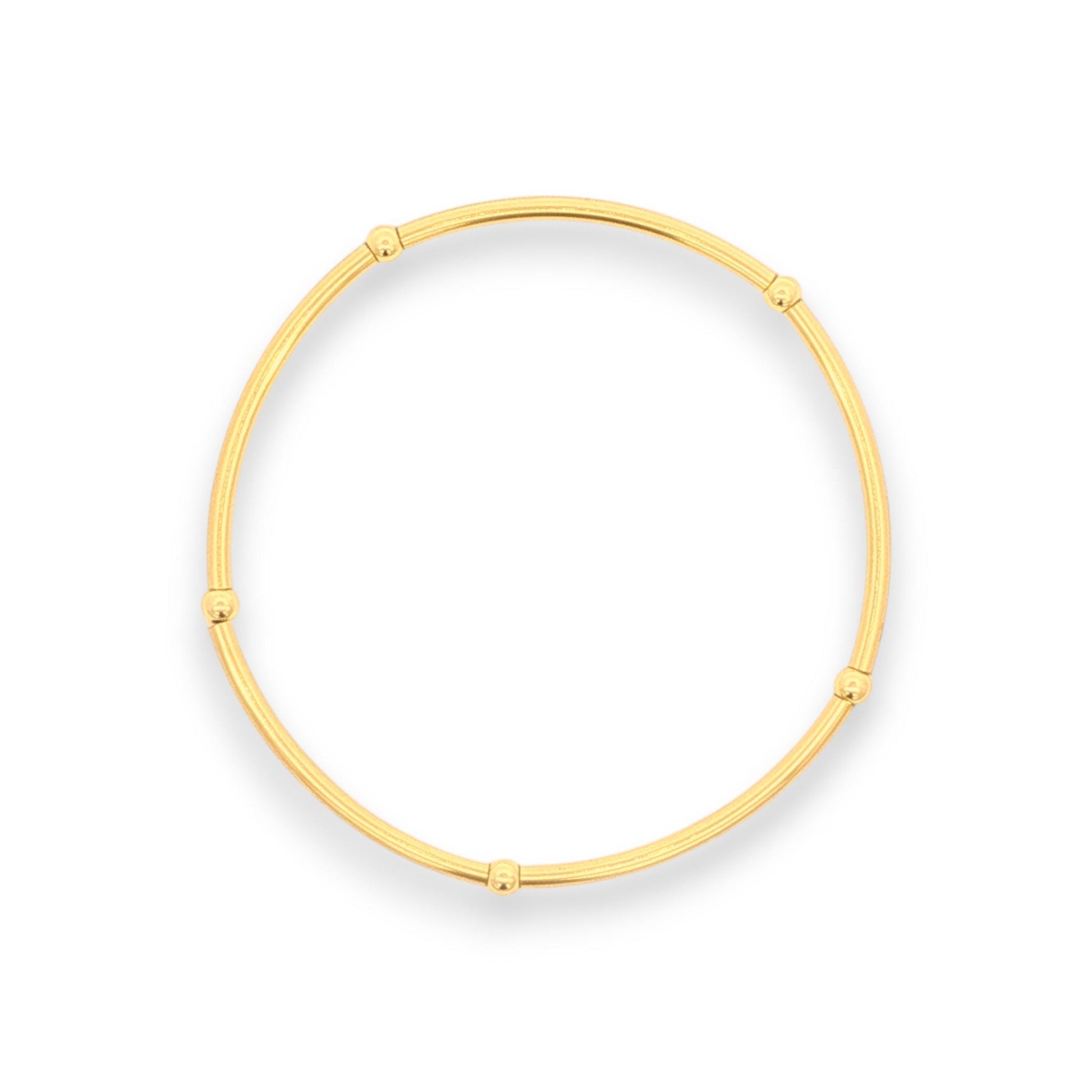 Beaded Stretch Bracelet: Gold Filled Beads with Tube Pendant- Tarnish Free, Waterproof
