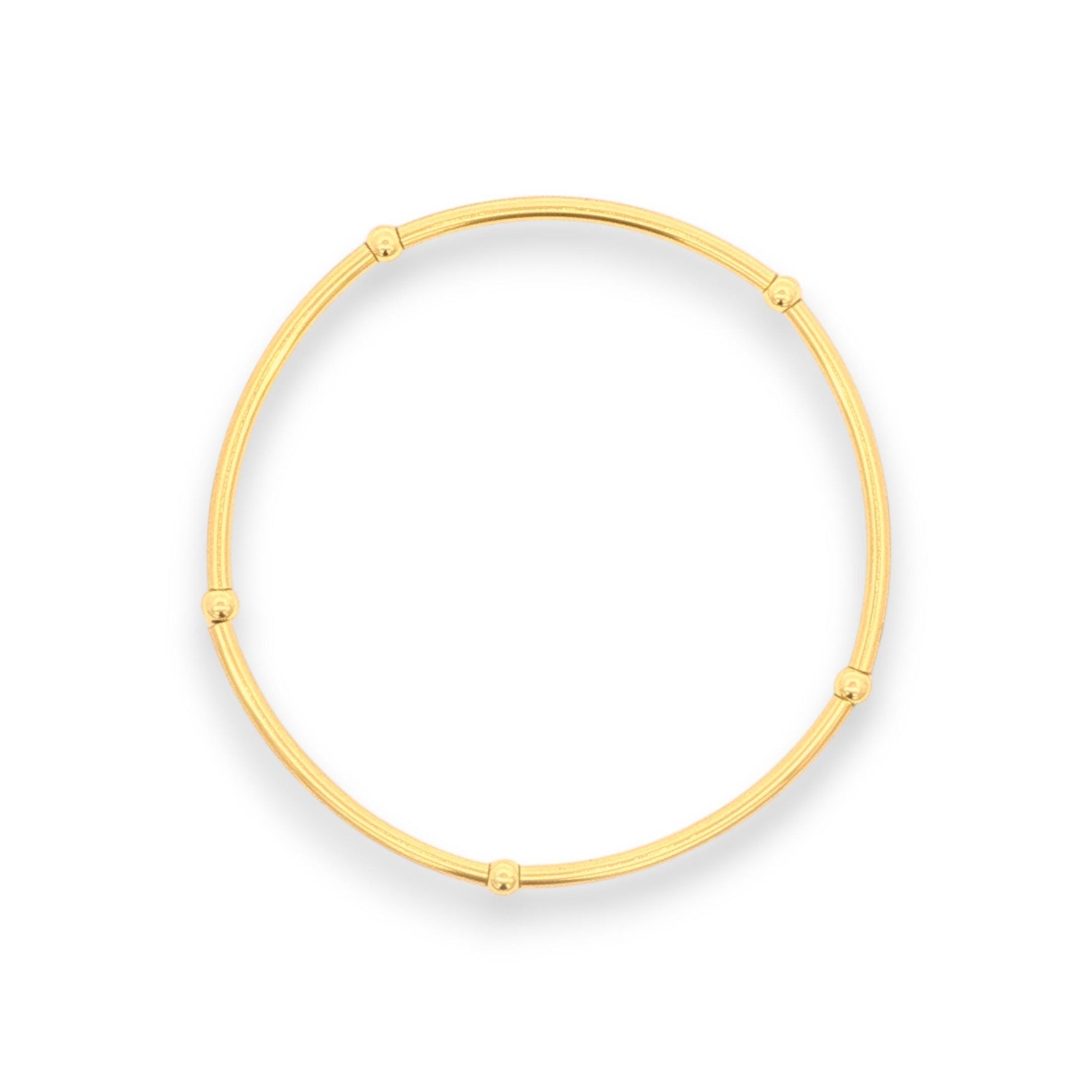 Beaded Stretch Bracelet: Gold Filled Beads with Tube Pendant- Tarnish Free, Waterproof