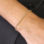 Gold Filled 2mm Beaded Bracelet - Boho Hippie Style - Stretchy Cord for Layering - Tarnish Free and Waterproof