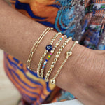 Gold Filled Evil Eye Bracelet, Stretch Beads (Adjustable Fit)