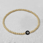 Gold Filled Evil Eye Bracelet, Stretch Beads (Adjustable Fit)