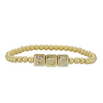 Customizable 14kt Gold Filled Cube Initial Beaded Bracelet - Personalized Gift for Women