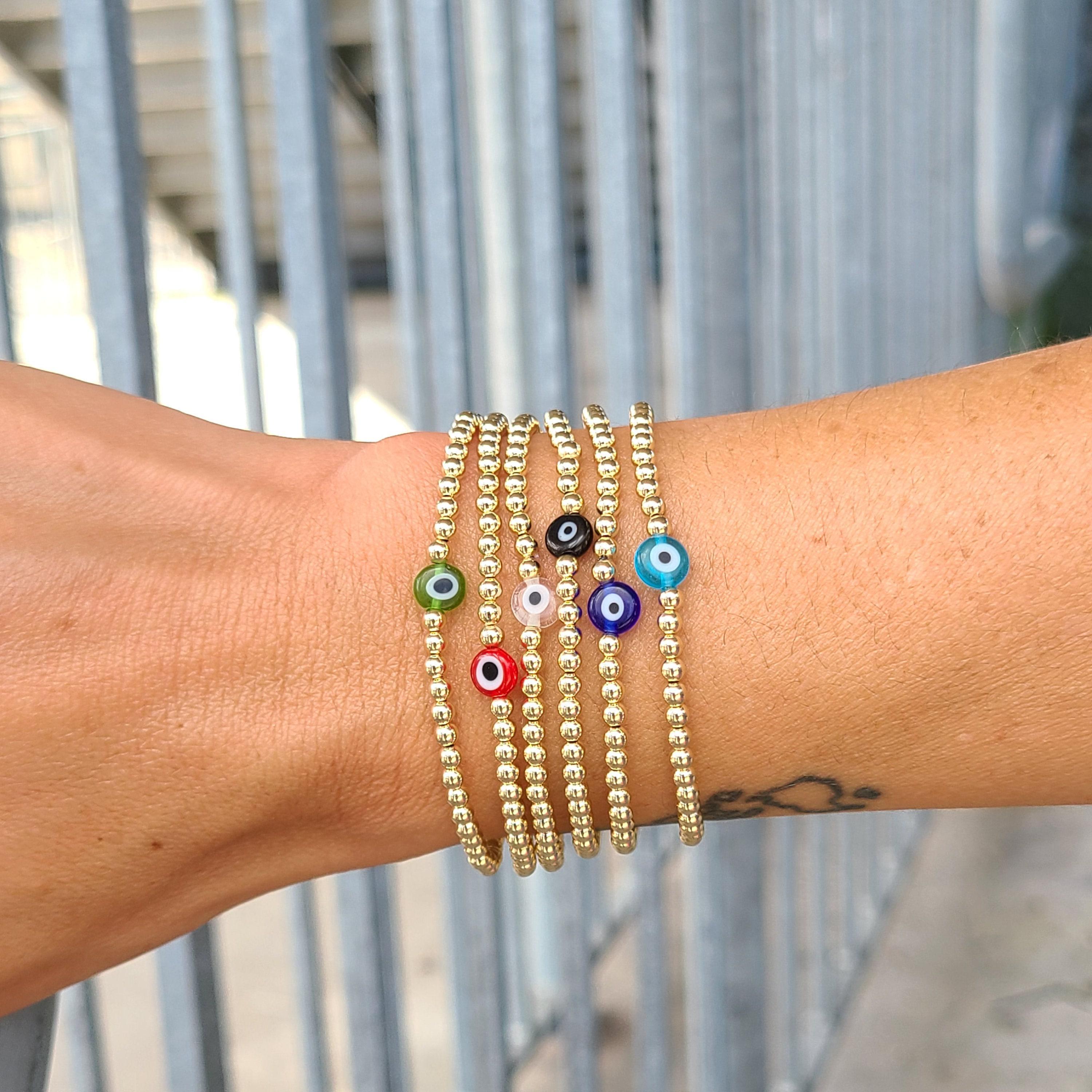 Gold Filled Evil Eye Stretch Bracelet for Women