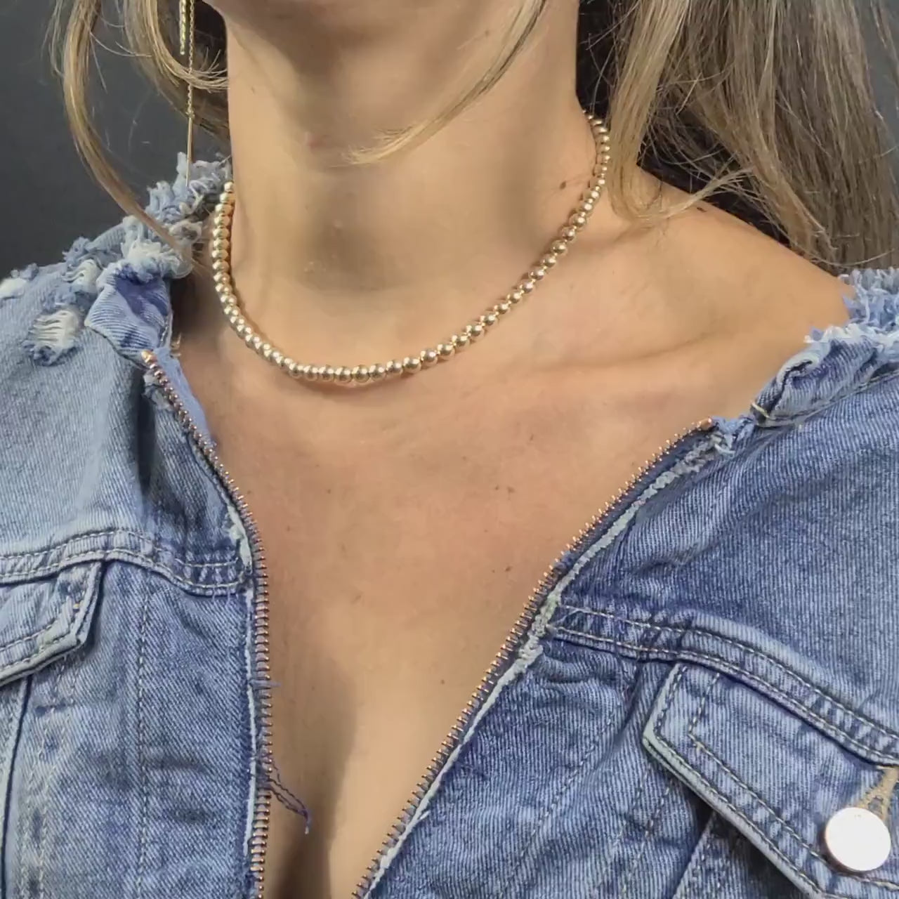 Dainty Gold Filled Layering Necklace 5mm Beaded Bohemian Bridesmaid Gift - Perfect for Women - Tarnish Free