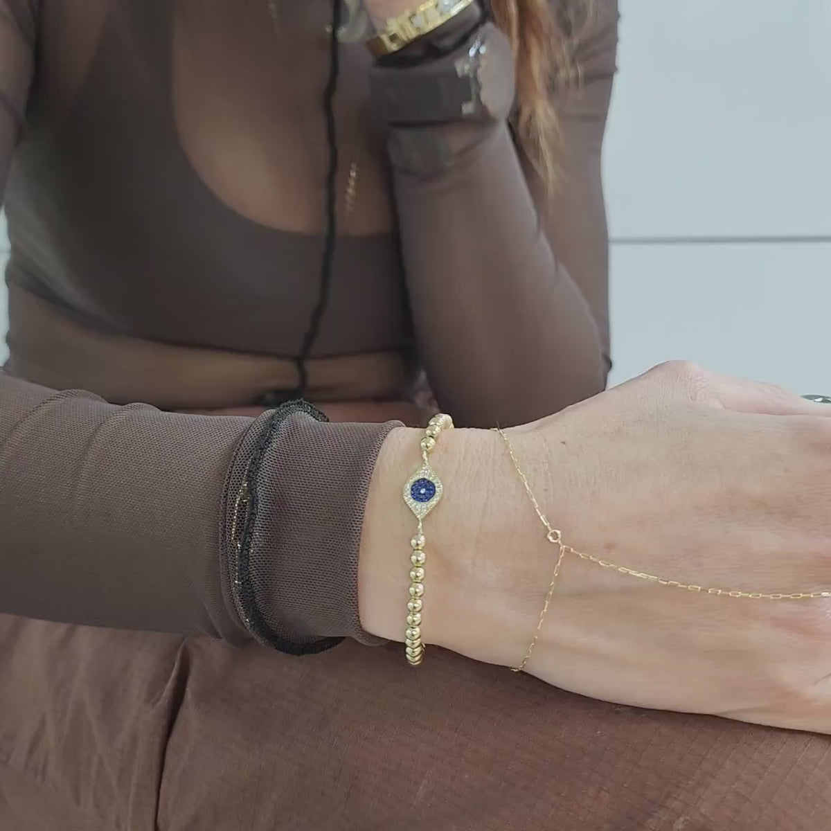 14kt Gold Filled Evil Eye Good Luck Bracelet with CZ Pendant for Stylish Stacking Set Tarnish Free Jewelry