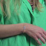 Sisters Pendant Gold Filled Beaded Bracelet with CZ Accents - Stretch Fit and Stackable - Handmade Jewelry