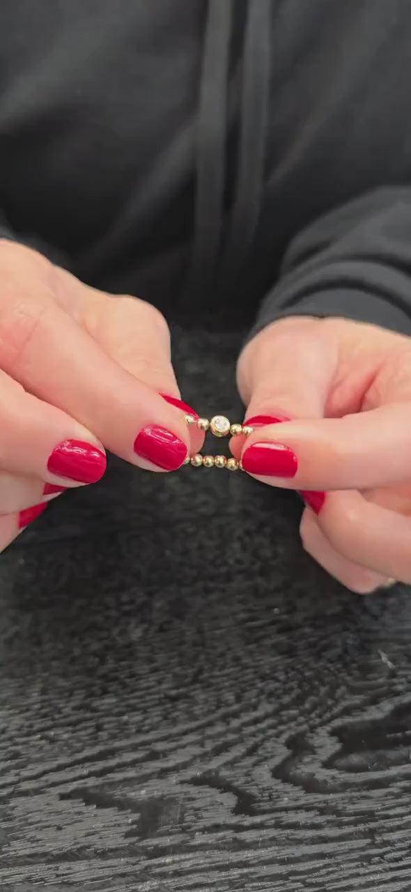 Delicate 14kt Gold Filled Stacking Ring: 3mm Beads, Stretch Fit, Tarnish Free Jewelry