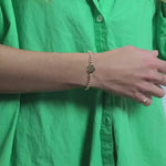 Boho Gold Filled Bracelet, Smiley Face Charm (Stretch, Stackable)