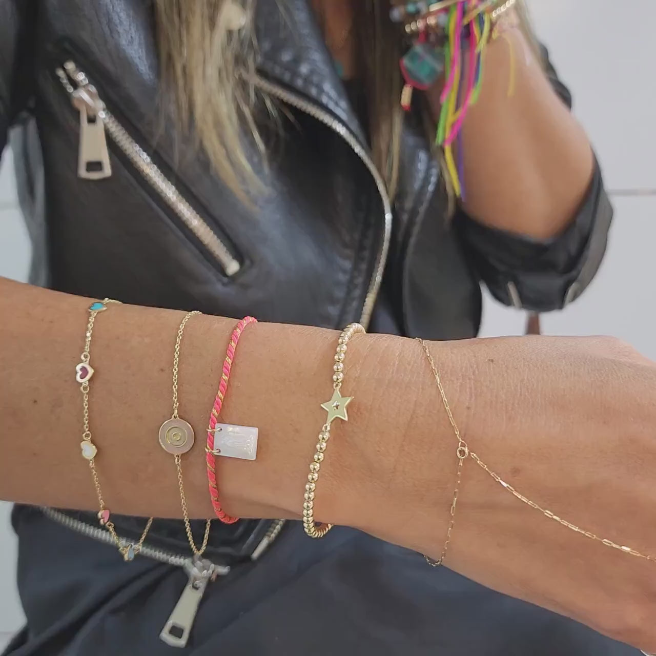 Star Beaded Bracelet: Gold Filled Stretch Design (Tarnish Free)