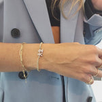 Boy and Girl Pendant Gold Filled Stretch Bracelet - Tarnish-Free Stacking for Women