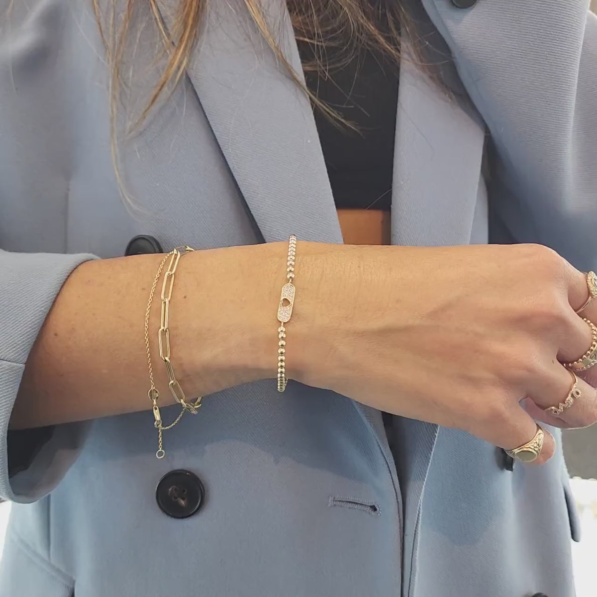 Gold Filled Heart Pendant Bracelet for Women with Cubic Zirconia Stone Pendant