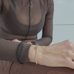 Gold Filled Beaded Bracelet - Stretch Cube Pendant for Women Tarnish-Free and Waterproof Jewelry