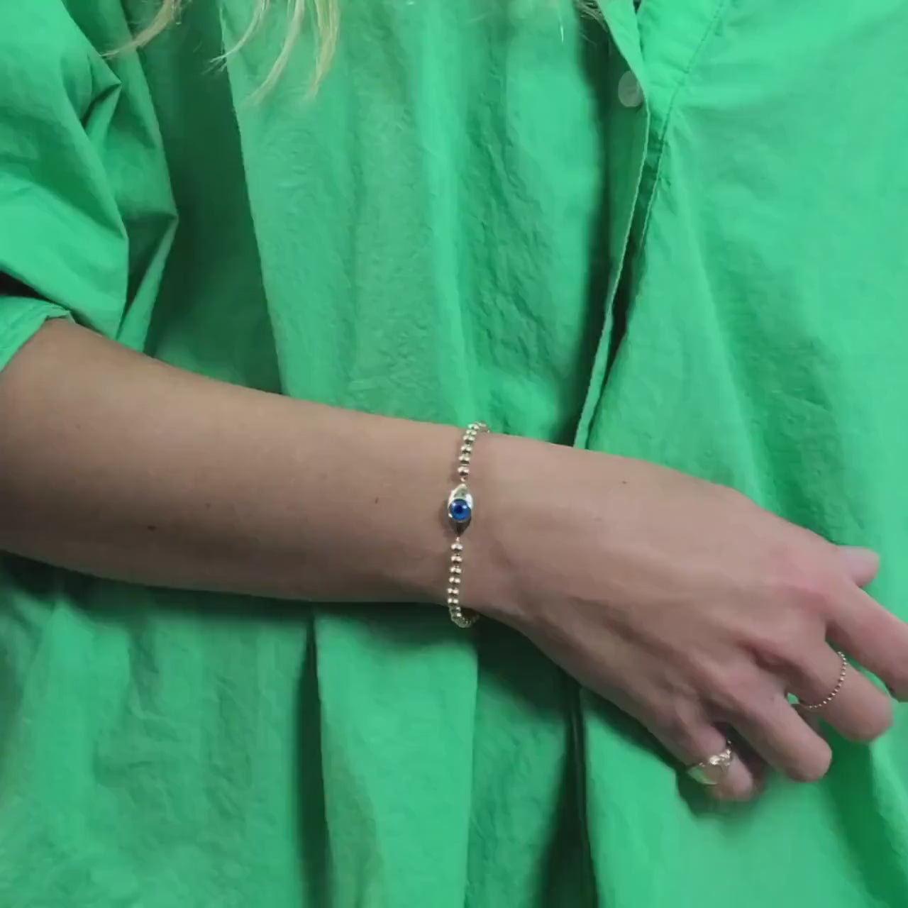Evil Eye Bracelet: Gold Filled Beads - Stretch and Stackable Style