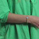Gold Filled Evil Eye Protection Bracelet - Beaded Stretch Bracelet for Good Luck